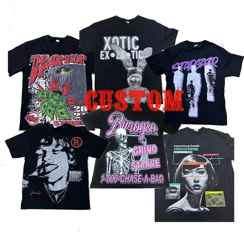 Custom Graphic DTG Cropped t Shirt Boxy Fit Vintage Washed 300 Gsm Acid Wash Tshirt T-shirt for Men