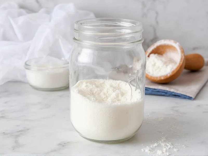Homemade laundry soap powder in mason jar with scoop