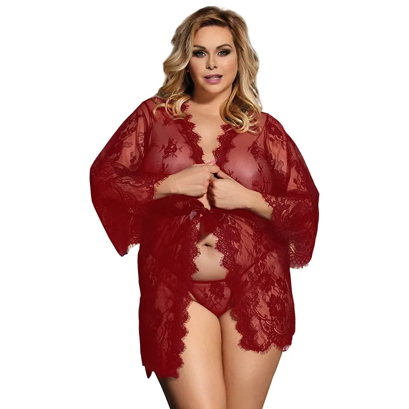 

Plus Size 5XL Lingerie For Women Sleepwear with lace babydoll nighty pajamas