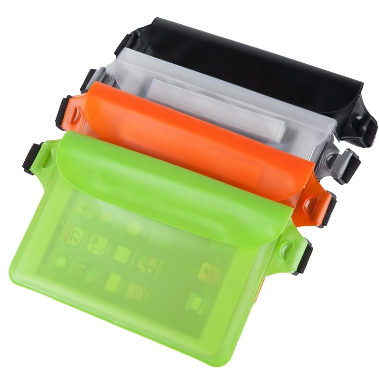 

Wholesale Custom Logo outdoor fanny pack waterproof swim belt pouch bag slim phone belt bag mens clear PVC waist bag for sport, Colorful options