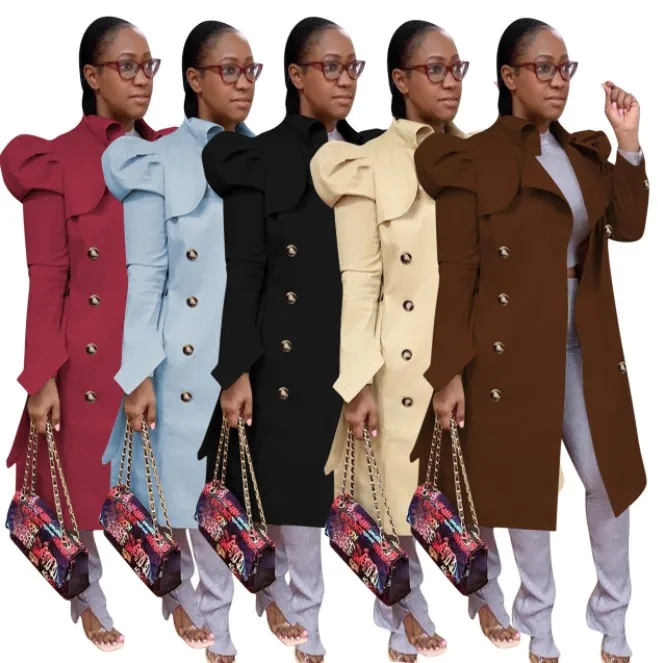 

Women Latest Fashion Solid Long Sleeve Jackets Winter Trench Coat For Women Ladies Trench, Picture