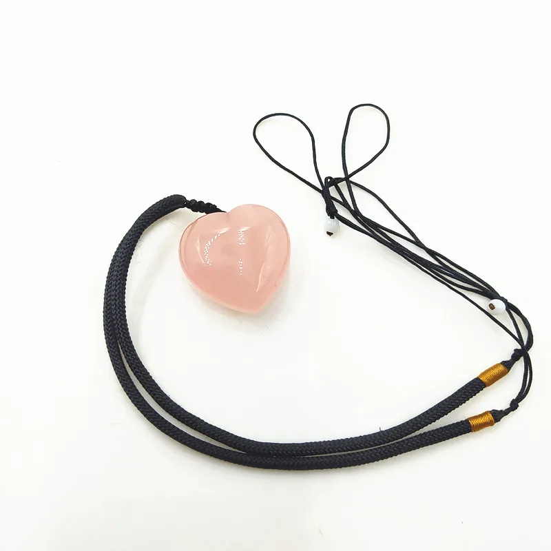 

Natural pink Crystal Heart Necklace Heart Pendant Rose quartz Heart, Color