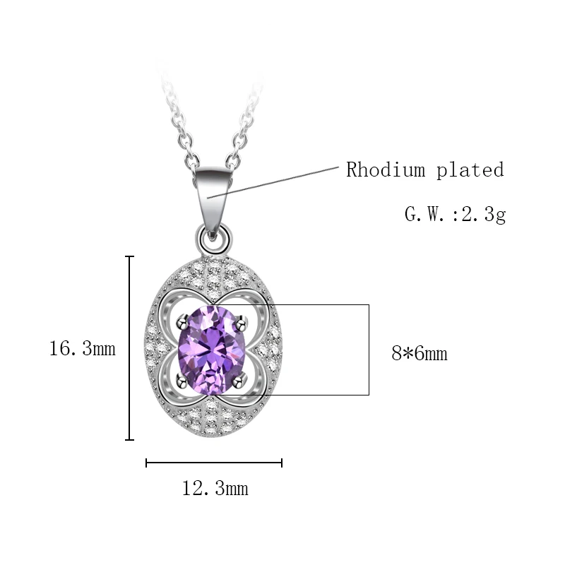 

Fukarni 2.3 Gram Luxury Diamond Rhodium Plated 925 Sterling Silver Amethyst Pendants FKP017
