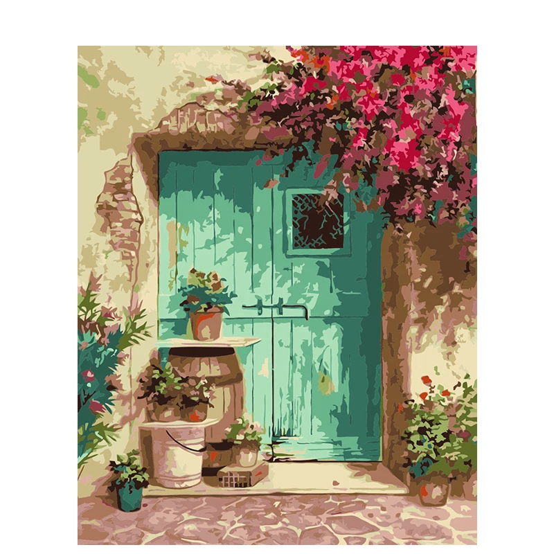 

CHENISTORY 5884 New design flower with room landscape Paint By Numbers Modern Oil Painting canvas for adult