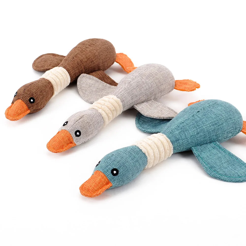 Pet Burlap Toy Burlap Duck Toy For Dog Bite Vocal Wild Duck Squeaker ...