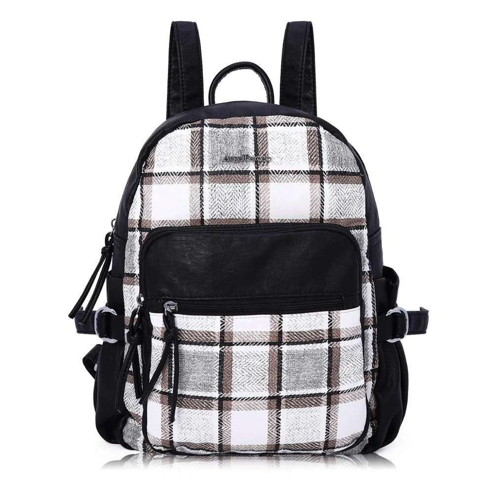 

Women Classic Plaid Print PU Leather Backpack