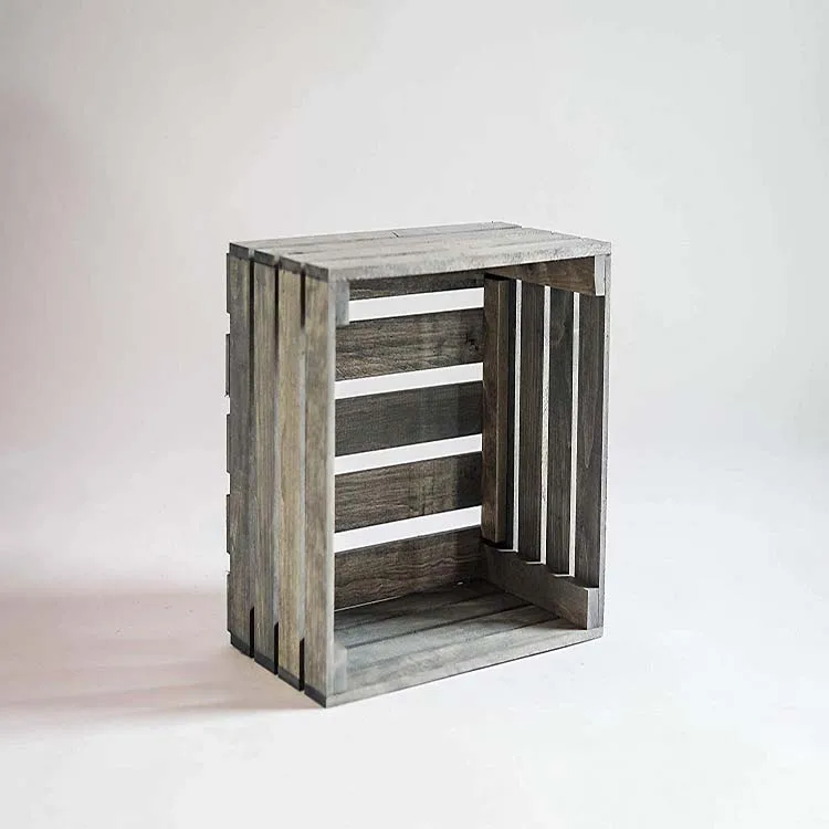 

Gray Stained Rustic Wood Crate, Customized color