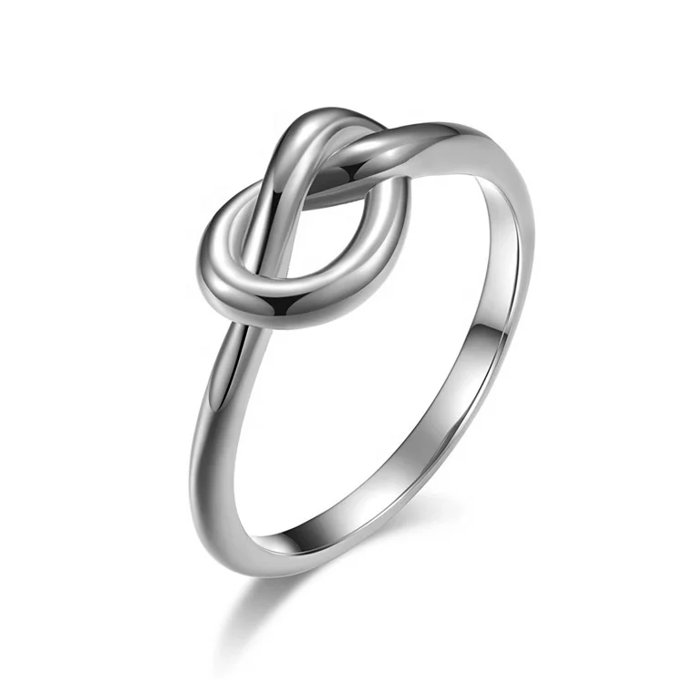 Fashion elegant lady stainless steel women jewelry Love's lucky knot knotted ring