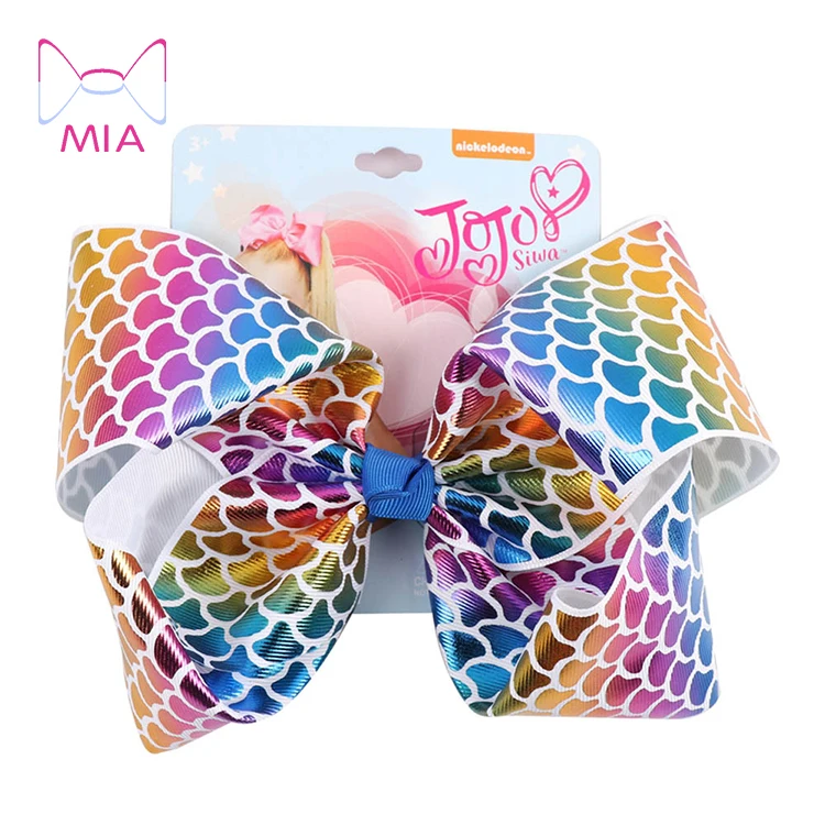 

Mia Free shipping New Arrivals JOJO hair bow holder silver clasp  sequined mermaid cheer baby bows for girls, Picture shows