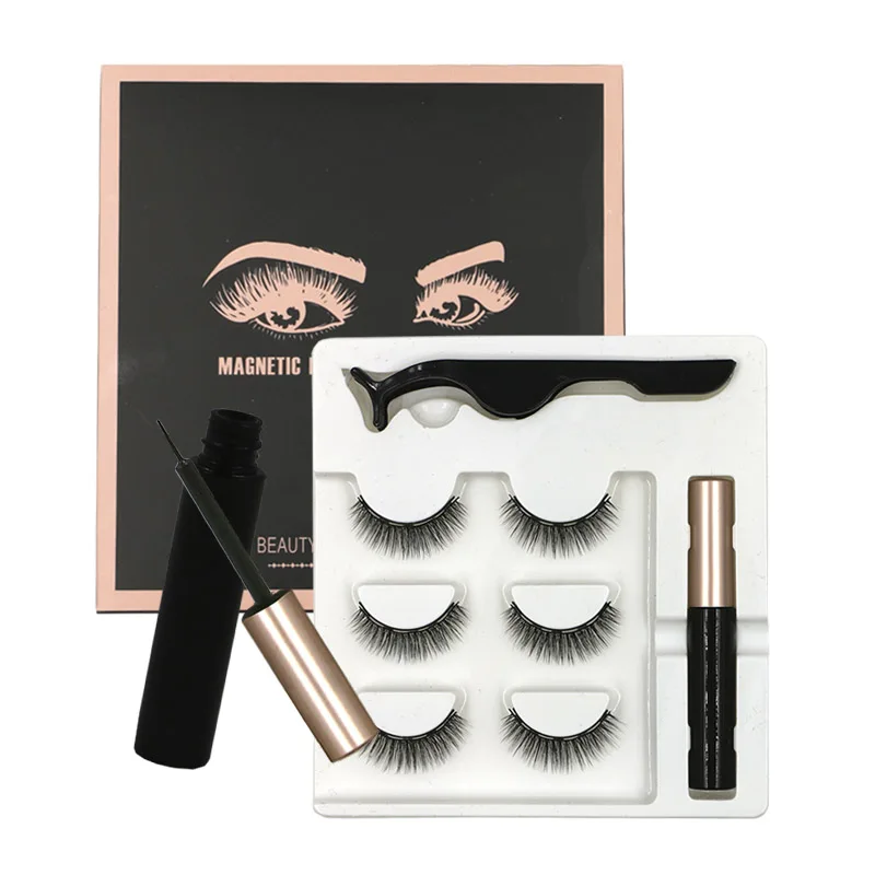 

Wholesale Packaging Box Fluffy Silk False Eye Lashes Magnet Magic Magnetic Eyelashes