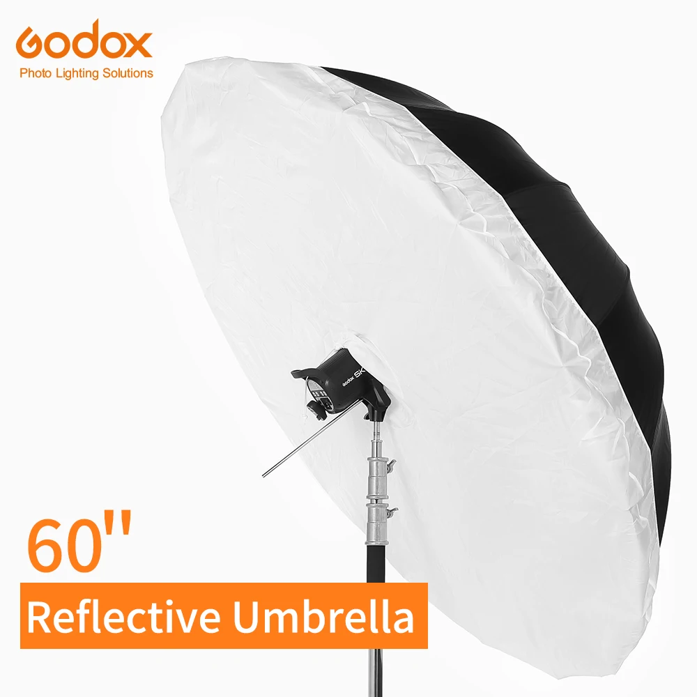 

inlighttech Godox 60 inch 150cm Silver Black Reflective Umbrella Studio Lighting Light Umbrella with Large Diffuser Cover, Other