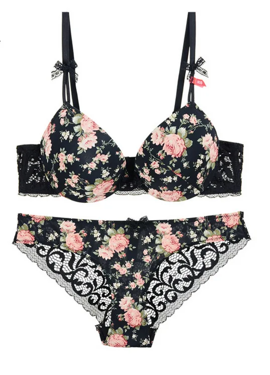 Floral Printed Women Push Up Bra Set Lady Underwear Lingerie Set Buy Lingerie Set Push Up Push