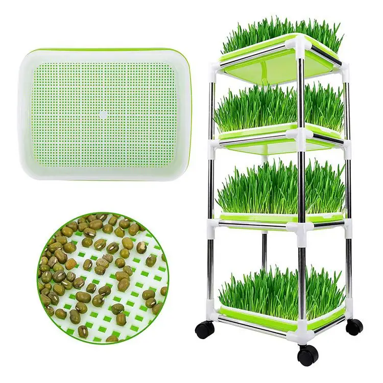 

Plant Germination Trays 4 Layers Healthy Extra Strength Sprout Trays Plastic Seeds Grower Shelves for Garden Home Office