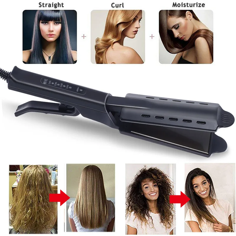 
Hair Straightener Four-gear Temperature Adjustment Ceramic Tourmaline Flat Iron Steam Hair Straightener Widen Panel Hair Curler 
