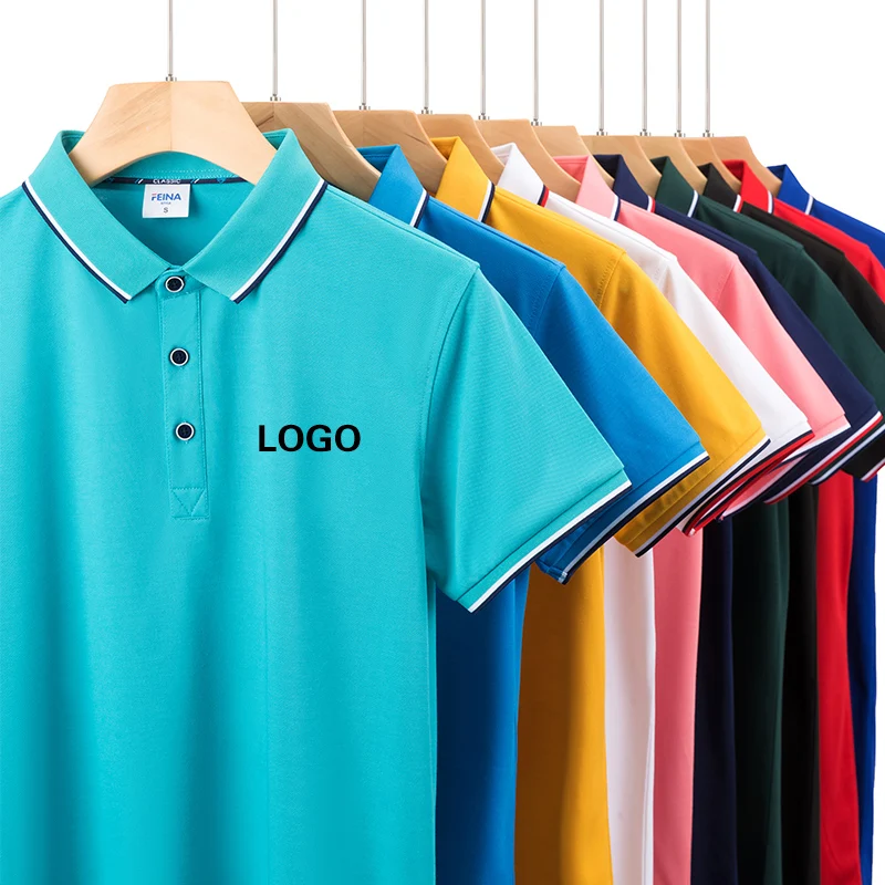 

Wholesale high quality golf polos printed logo embroidery men polo shirts custom logo