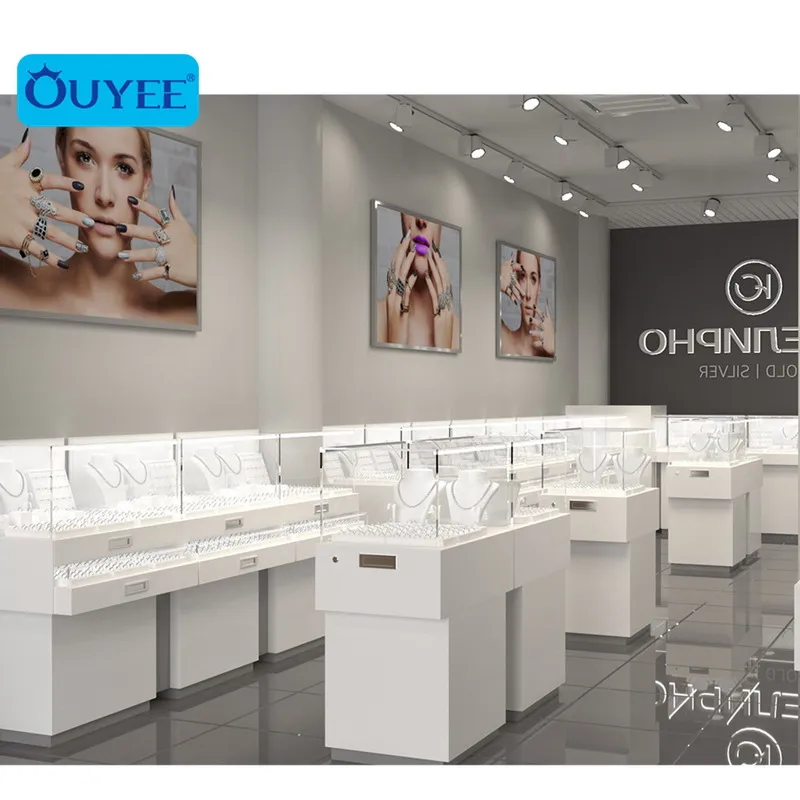 
Luxurious Jewelry Store Interior Decoration Design Store Fixtures Jewellery Display Cabinet Display Showcase 