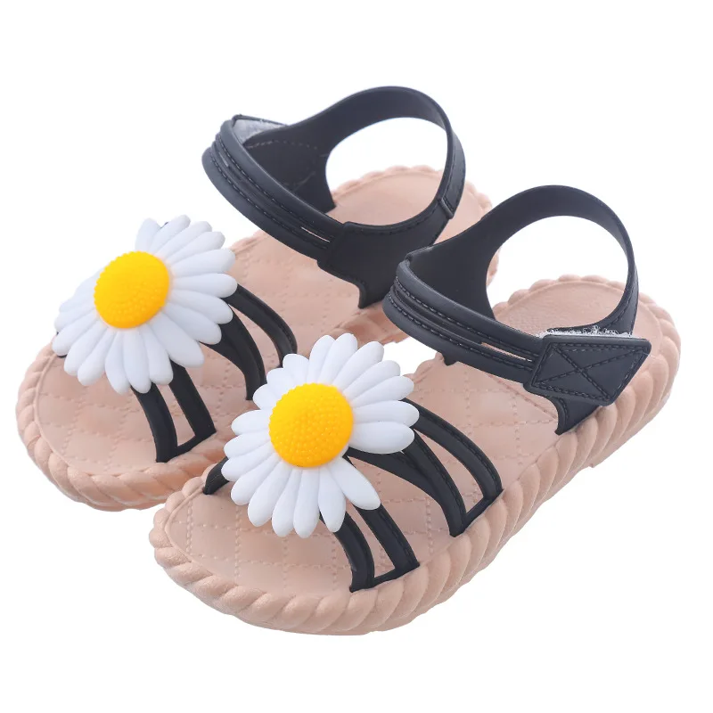 

LK0007 wholesale custom cheap low minimum moq open toe toddler baby children summer princess kids floral daisy girl sandal, Customized