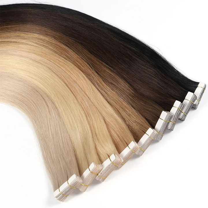 

Wholesale bone straight hair tape extensions russian human hair extension vendors manufacturer japanese tape hair extension