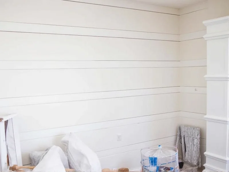 DIY shiplap wall installation process step by step