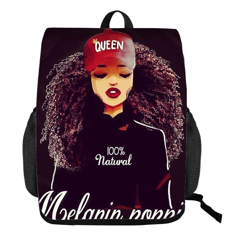 

Factory Wholesale Afro Lady Girl drawstring backpack Africa Beauty Princess Girls Children School Bags Brown Book Bag