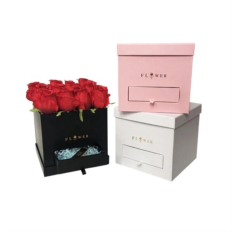 

2023 New Square Drawer Box Storage Flower Packaging Gift Box Valentine's Day Surprise Gift Birthday Flower Box