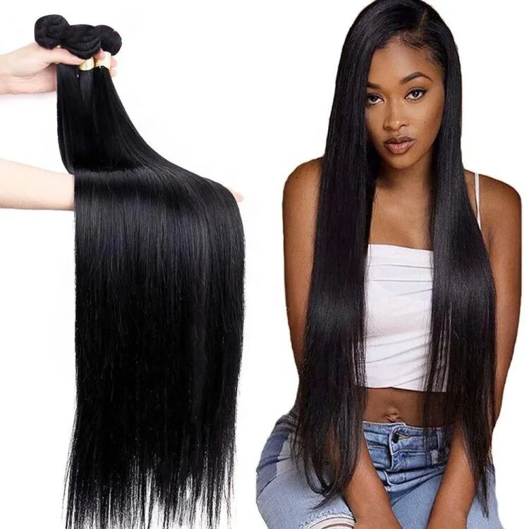 

Vendors Wholesale Double Drawn Hair Extensions 40 Inch Grade 9A Virgin Brazilian Hair,silk bone straight human hair bundles