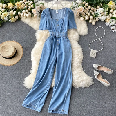 

2020 Summer Women Fashion Long Jean Jumpsuits