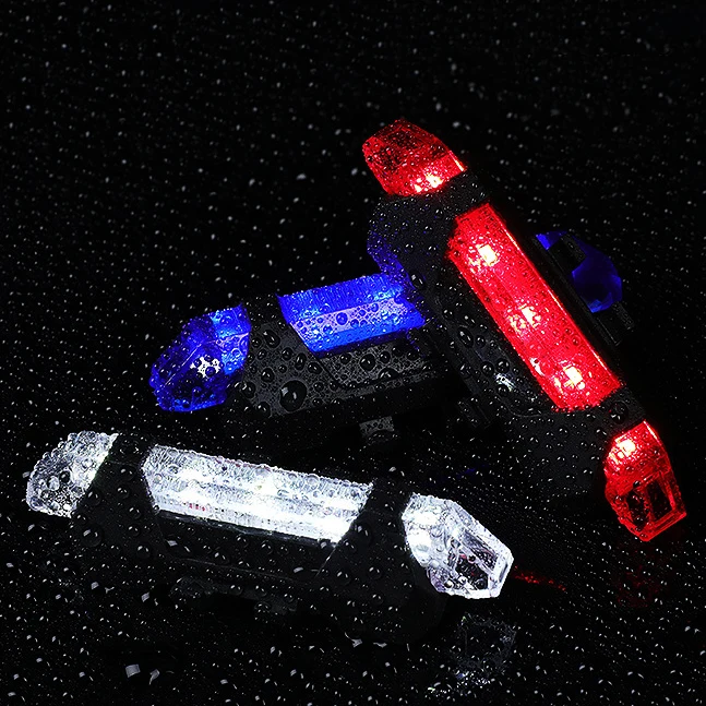 

IP65 Waterproof Super Bright Usb Rechargeable Led Bicycle Tail Bike Rear Light with 4 Mode, Black+red+blue