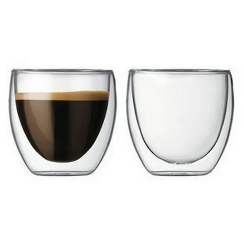 

Set of 2 Glass Cappuccino Cups 2.7oz /80ml Double Wall Insulated Glass Coffee Cups, Clear Espresso Cups/Tea Cups Set