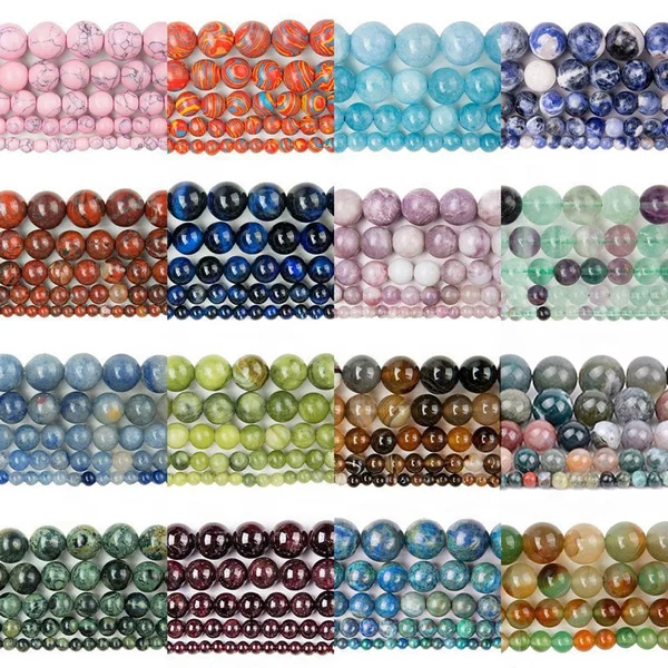 

Wholesale natural real stone Lava Agates Jaspers Spacer Loose Stone Beads For Jewelry Making DIY bead bracelet natural stone, Choose color