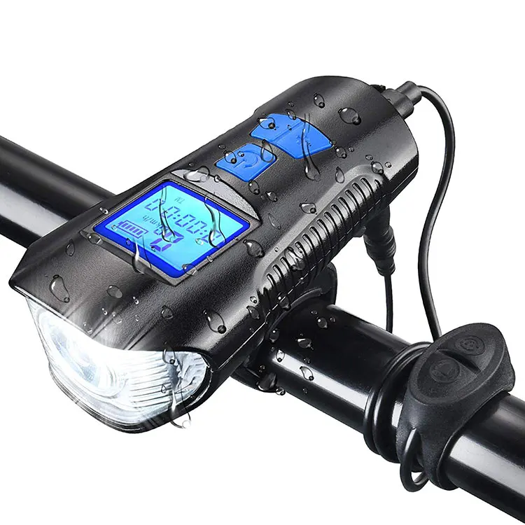 

High Luminance Night Riding Safety 5 Light Mode Options Bicycle Flashlight Led Bike Light With Speedometer, Black