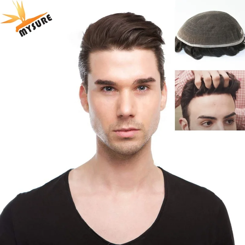 

free shipping asians human hair men full lace toupee men hair toupee, Natural color lace wig