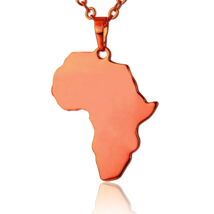 

Olivia New Hot 24k Gold Mini African Map Pendant Personalized Stainless Steel Country Map Necklace For Gifts