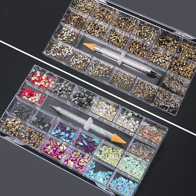 

Qianya Wholesale Crystal Flatback Non Hotfix Glass Diamond Sapphire Blue Rhinestone Nail Kit for Nails nail crystals rhinestones, Customers' requirements