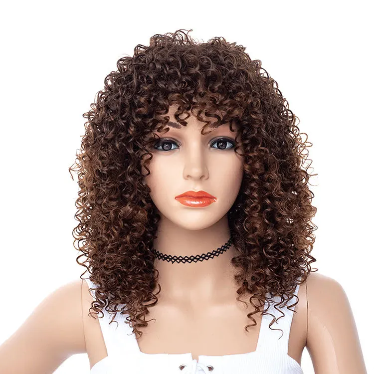 

BEAUFLY Wigs High Temperature Fiber mid-long hair ans can be permed and dyed AND Wavy Wig, Black,customized