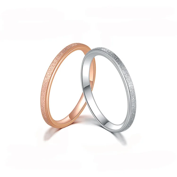 

Classic Matte Rose Gold Color Style Tail Ring Thin Wedding Band for Women Titanium Steel Fashion Finger Jewelry