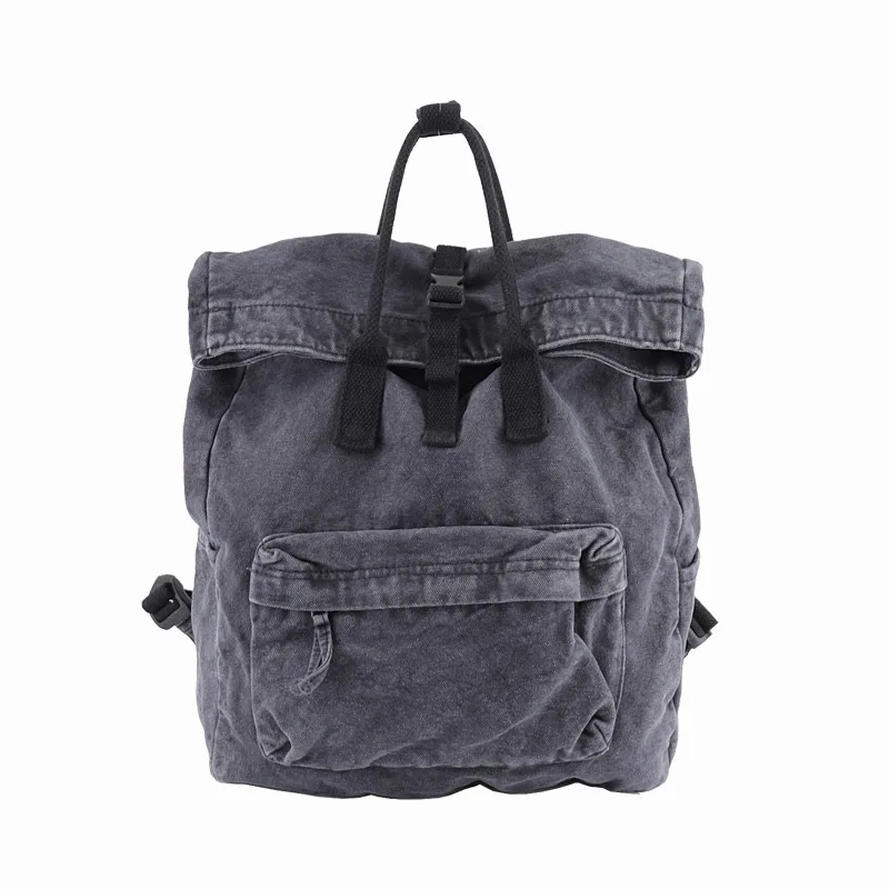

Vintage casual washed canvas backpack for students, Gray