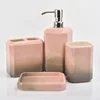 4pcs Polygon ceramic bathroom hotel accessories sets lotion dispenser toilet decor supplier