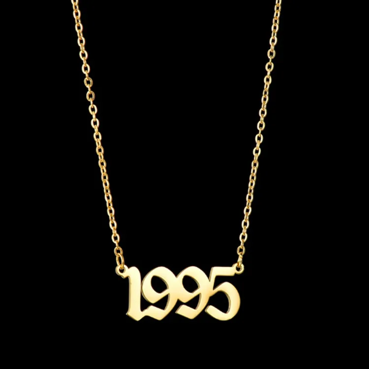 

Wholesale Jewelry birthday gift necklace stainless steel gold first year born necklace for sale