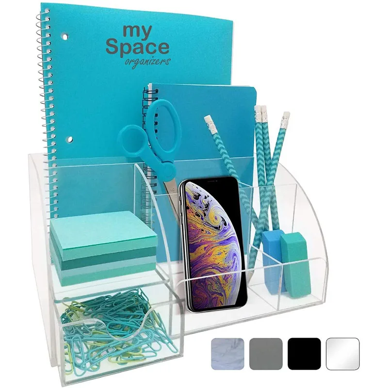 

Acrylic Multi-function Stationery Storage Pen Pencil Notebook Makeup Brush Note Pad Holder Office Tool Storage Case, Marbling/black/gray/clear