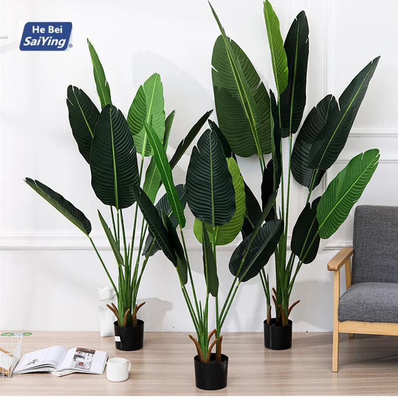 

Artificial Monstera Plants Plastic Tropical Palm Tree Leaves Home Garden Decoration