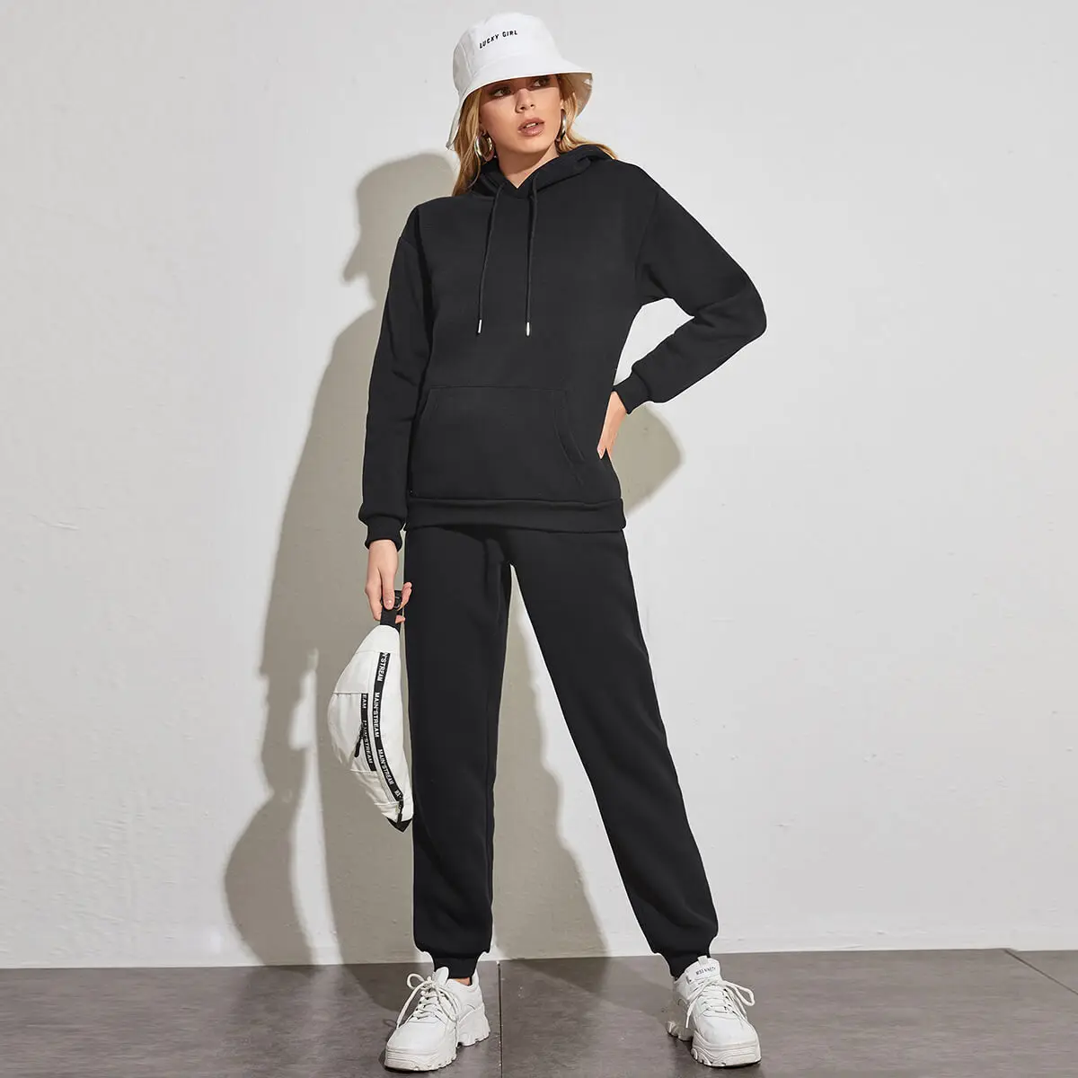 

Winter Clothes For Women Solid Candy Color Skinny Hoodie Casual Trouser Fall Casual Two Piece Sets Womens Hoodies Sweatshirts, 9 colors