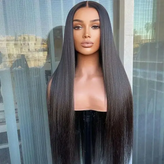 

100% Virgin Remy Unprocessed Brazilian Human Hair Wig 180% Density Long Straight Invisible Full Lace Wigs With Baby Hair