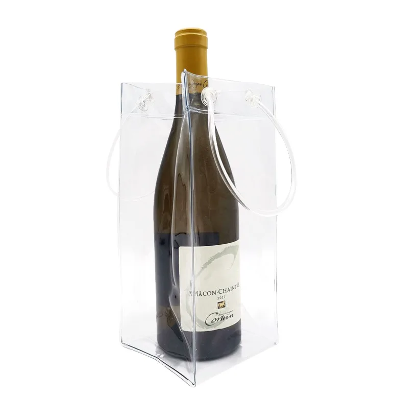 

Hot Selling Discounted PVC Material Convenient Totes Handle Travel Wine Bag Present, Transparent or orange