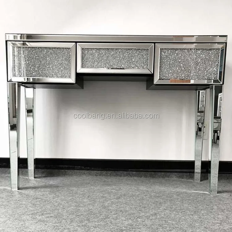 Ensemble De Coiffeuse Miroir En Argent,Or Rose,Diamant Flottant En