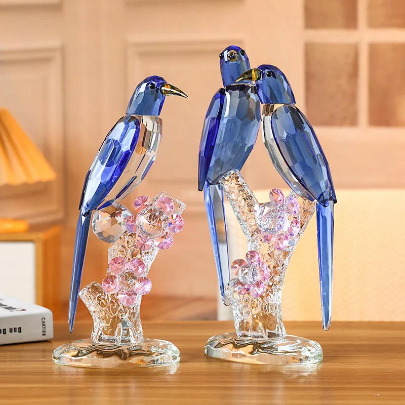 

New Chinese geometric crystal bird hotel model room living room TV wine cabinet soft decoration parrot craft decoration