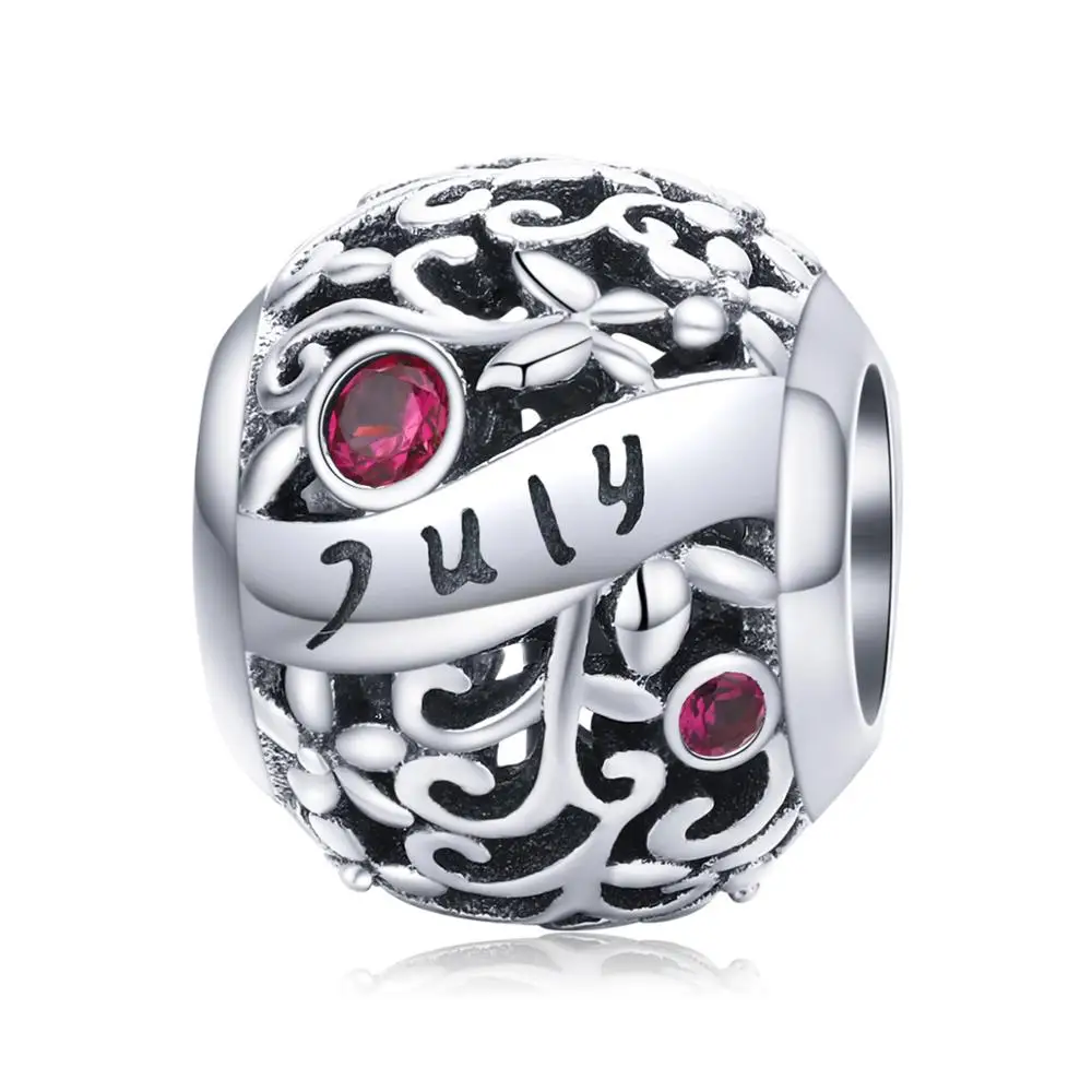 

Qings July Birthstone Bead Charms for Bracelet, 925 Sterling Silver Birth Charm Pendant with Shiny CZ , Birthstone Gifts for You