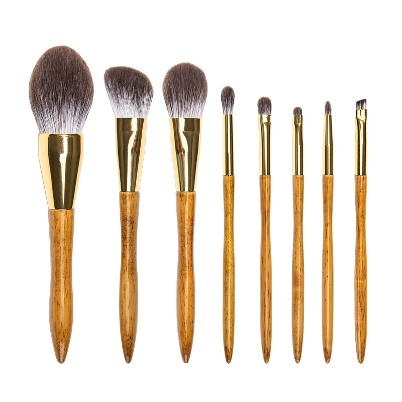 

HXT-099 luxury foundation & contour brushes cangzhou makeup brush 8 pcs fox hair makeup brush set with rubber wood handle