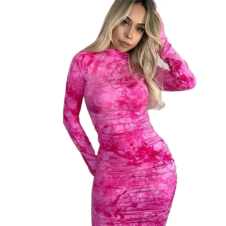 

2021 new arrival Women Long Skirt Casual Dress Long Sleeve Floral Bodycon Dress