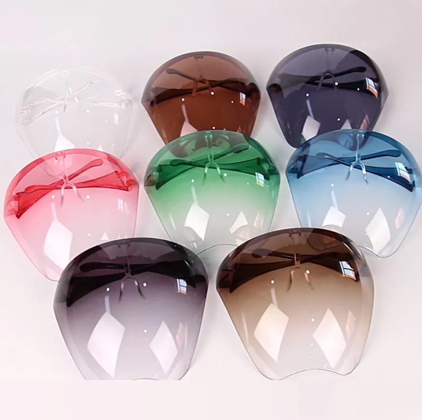 

2021 faceshield with glasses frame Oversized Color tinted Face Shield Visor Sunglasses Protective Faceshield plastic Glasses